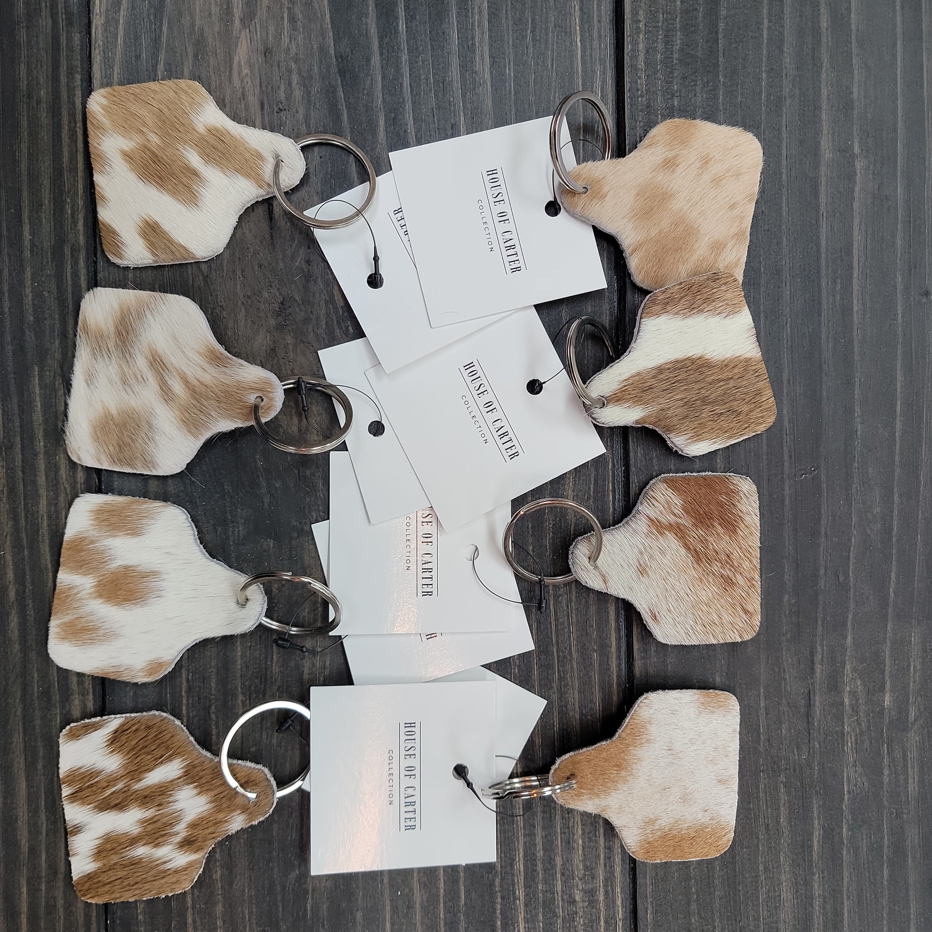 Personalized Branded Cowhide Cowtag Keychain