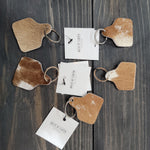 Load image into Gallery viewer, Personalized Branded Cowhide Cowtag Keychain
