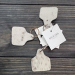 Load image into Gallery viewer, Personalized Branded Cowhide Cowtag Keychain
