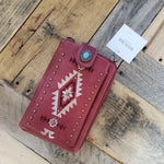 Load image into Gallery viewer, Montana West Red Studded Aztec Turquoise Concho Phone Wallet
