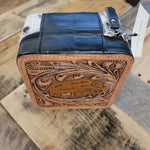 Load image into Gallery viewer, Tooled Buffalo Cowhide Jewelry Box
