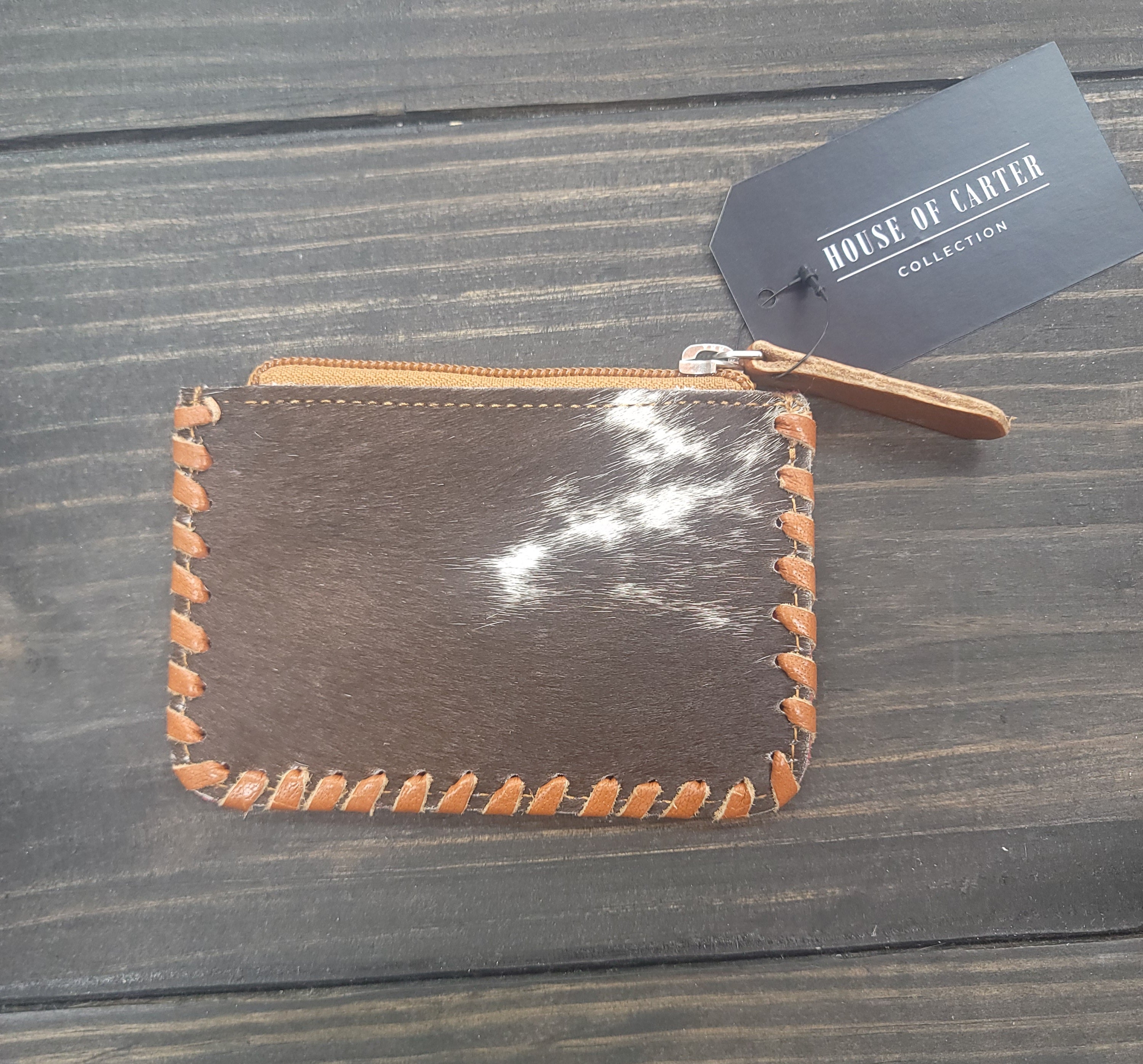 Tooled Cowhide Coin Pouch