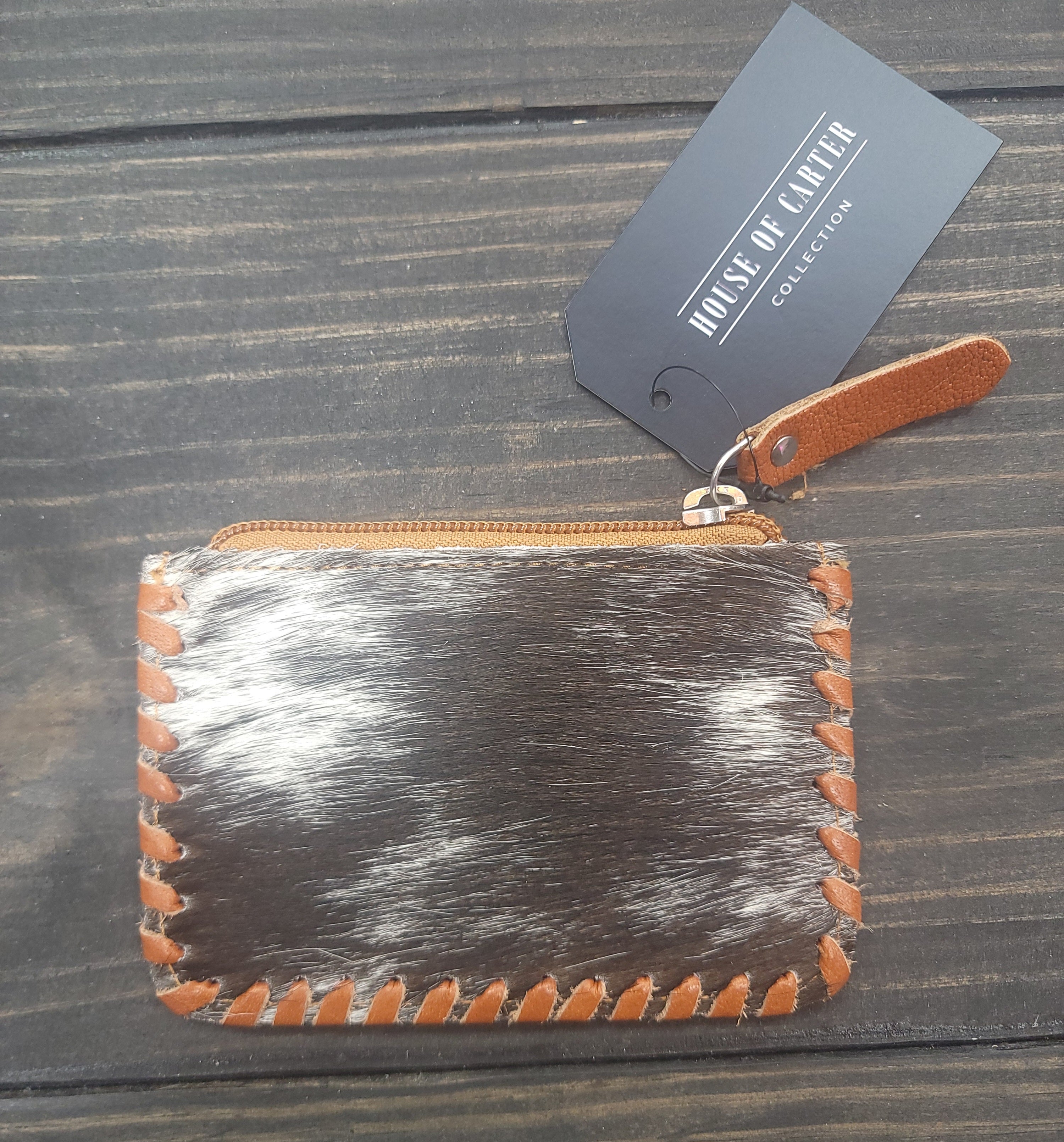 Tooled Cowhide Coin Pouch