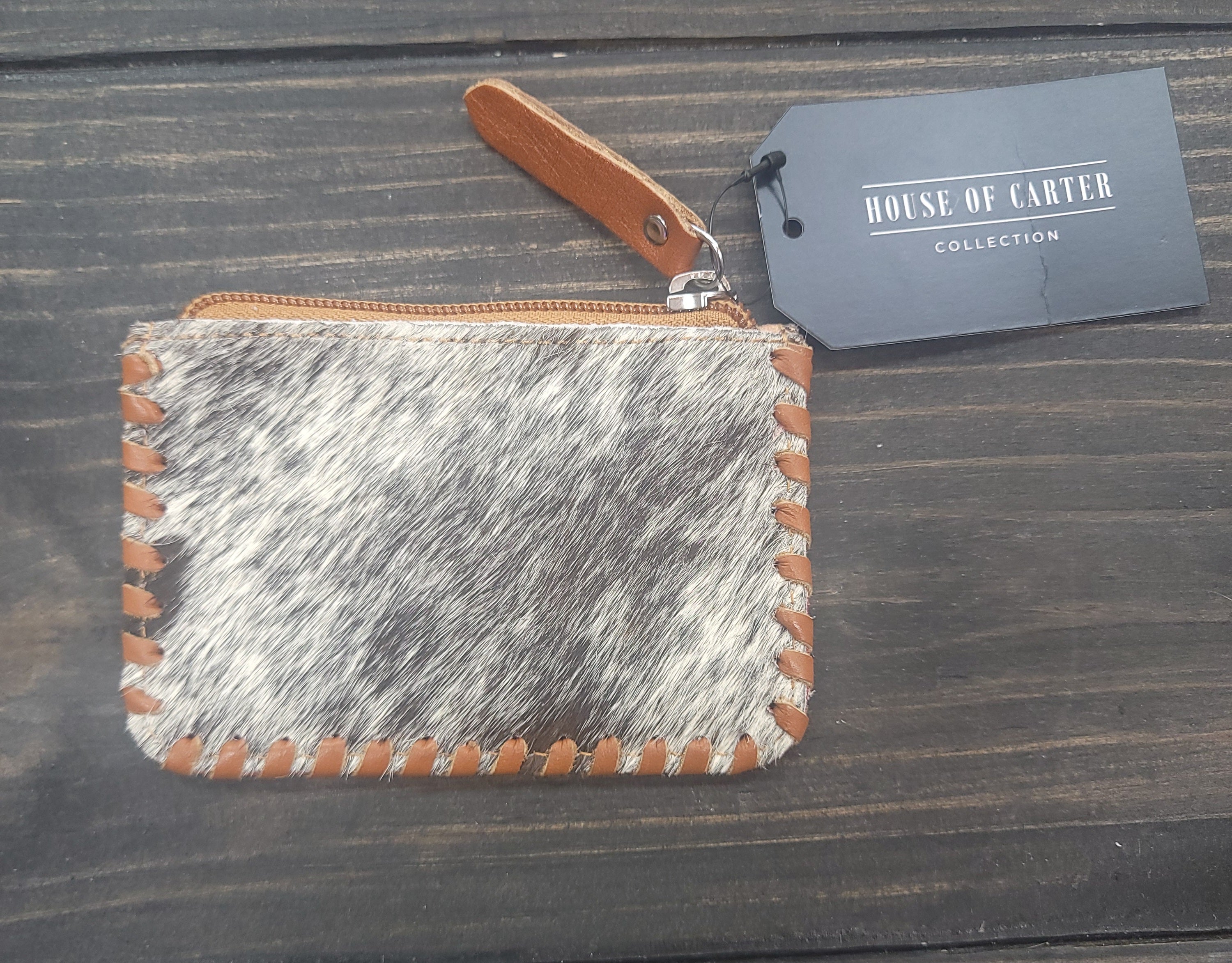 Tooled Cowhide Coin Pouch