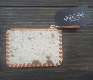 Tooled Cowhide Coin Pouch