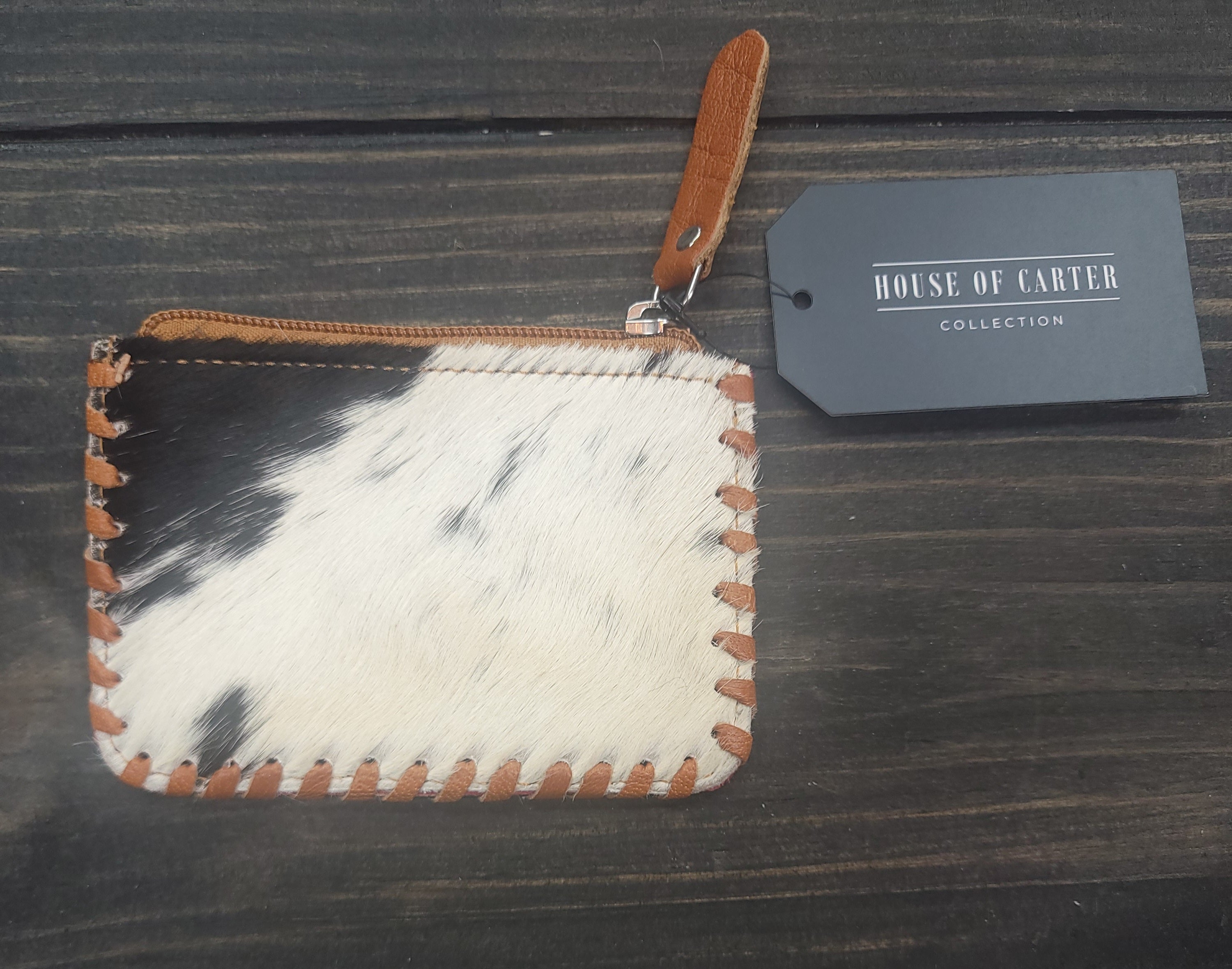 Tooled Cowhide Coin Pouch