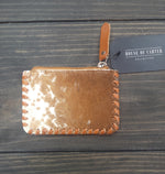 Load image into Gallery viewer, Tooled Cowhide Coin Pouch
