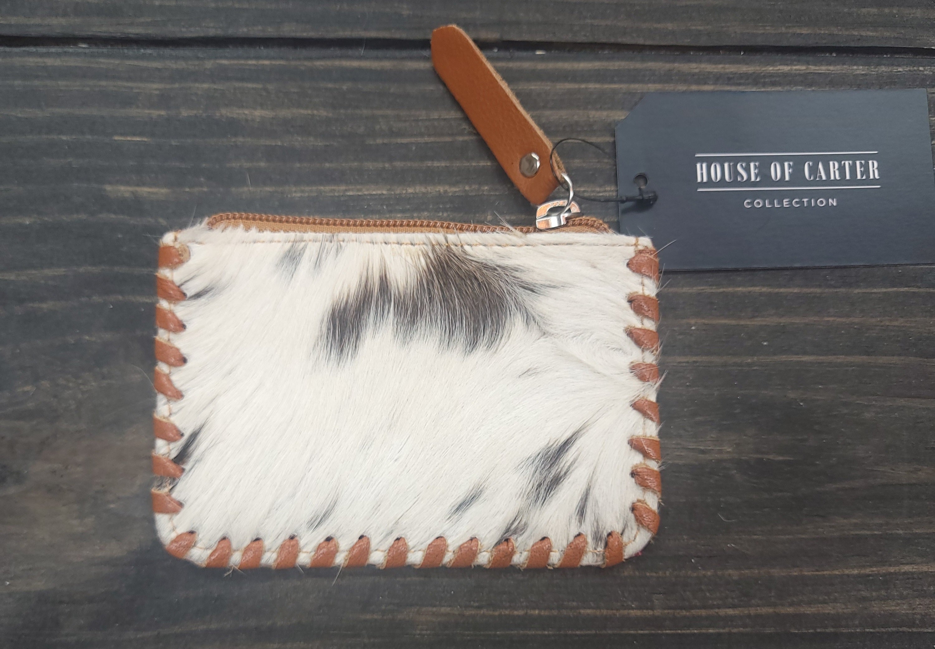 Tooled Cowhide Coin Pouch