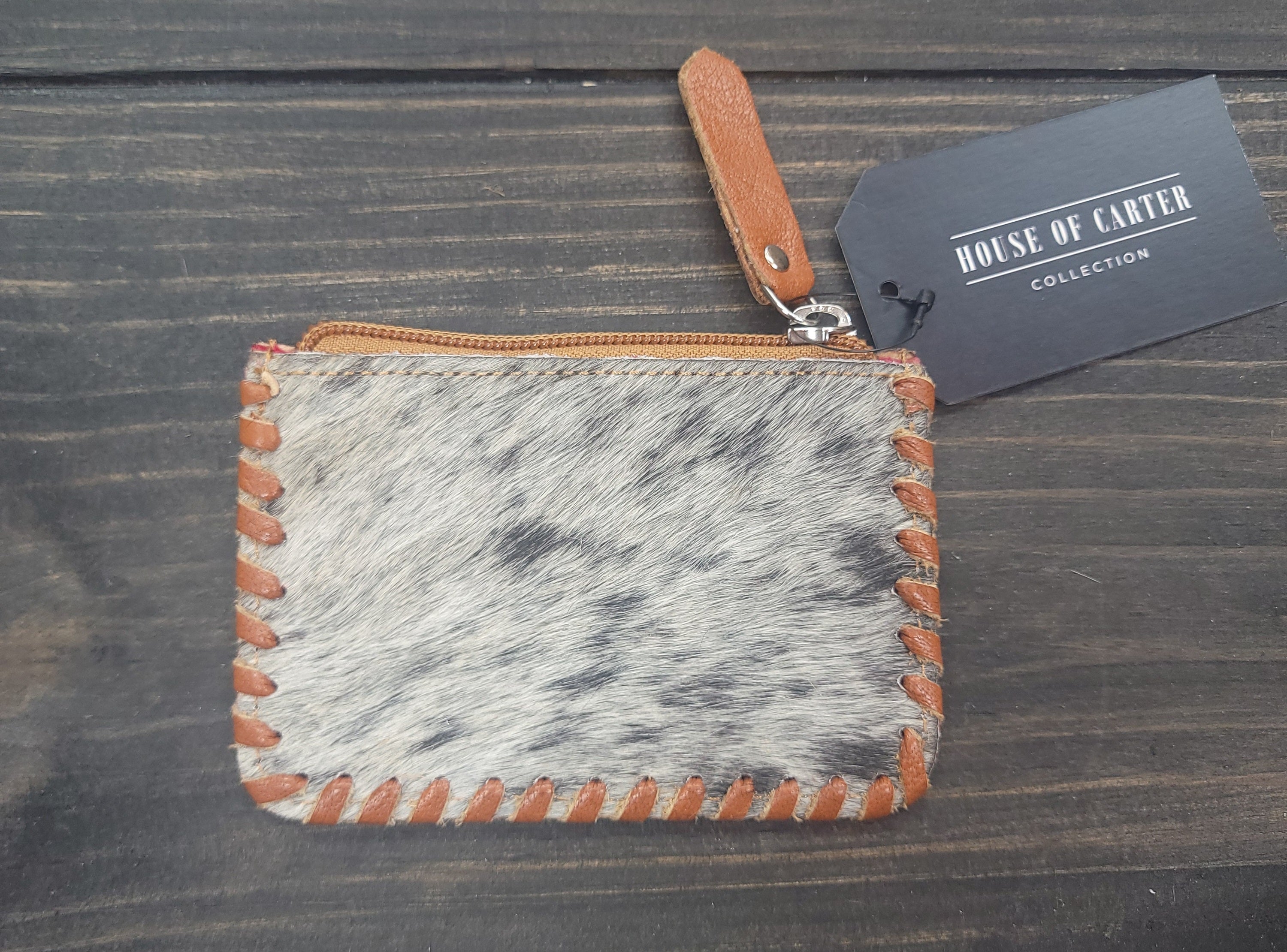 Tooled Cowhide Coin Pouch