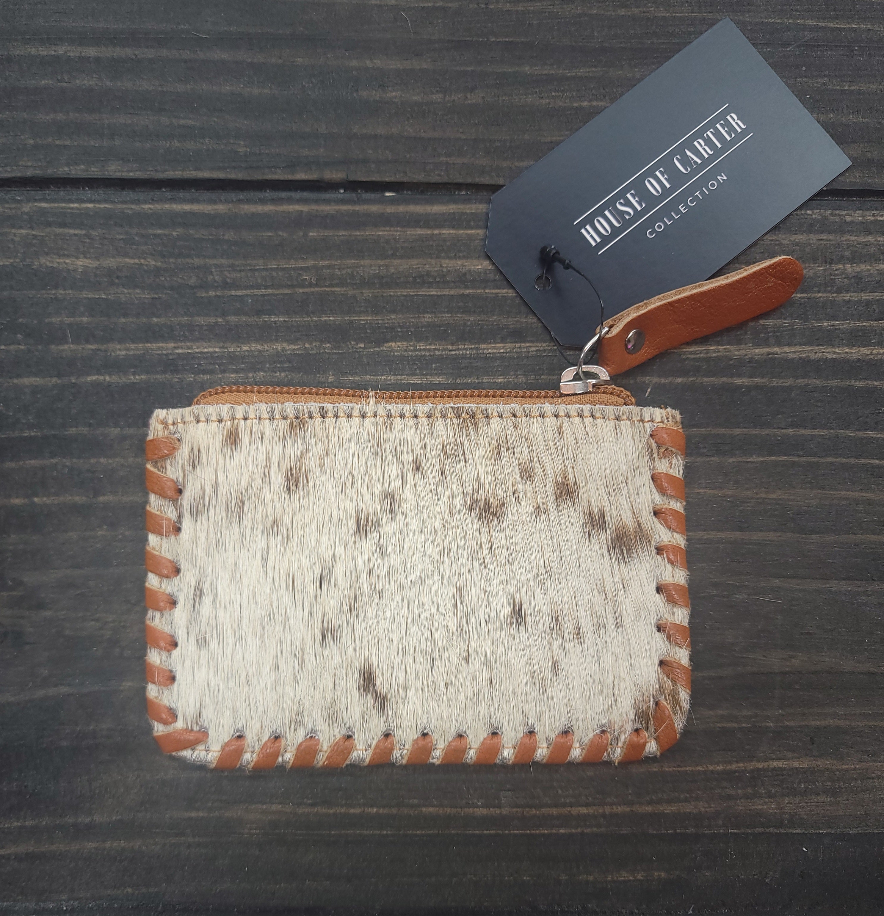 Tooled Cowhide Coin Pouch