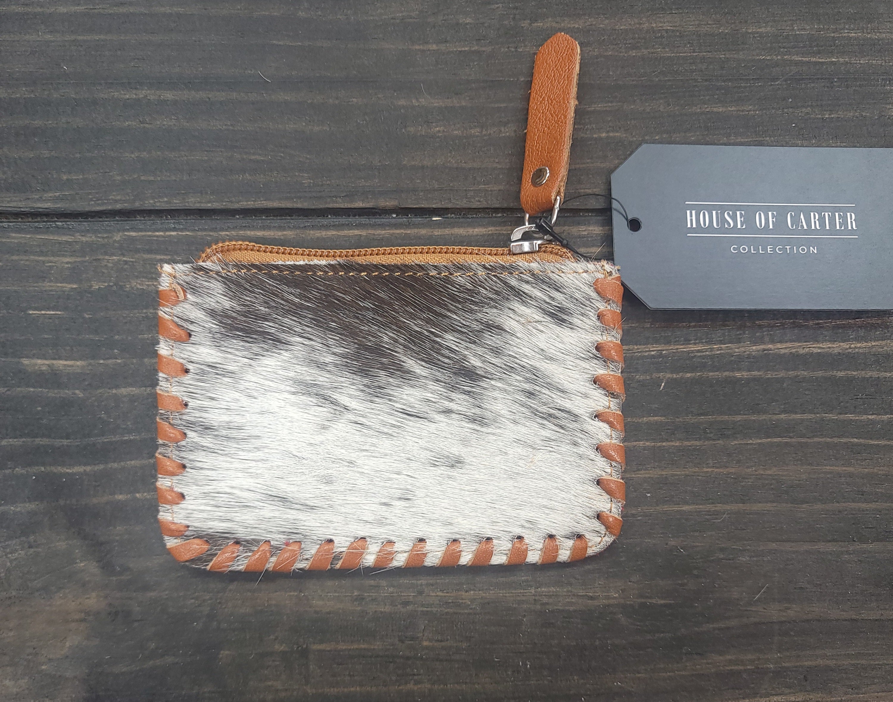 Tooled Cowhide Coin Pouch