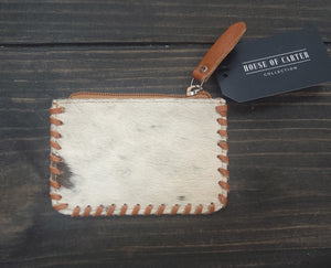 Tooled Cowhide Coin Pouch