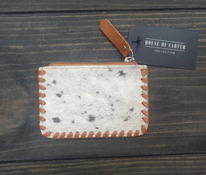 Tooled Cowhide Coin Pouch