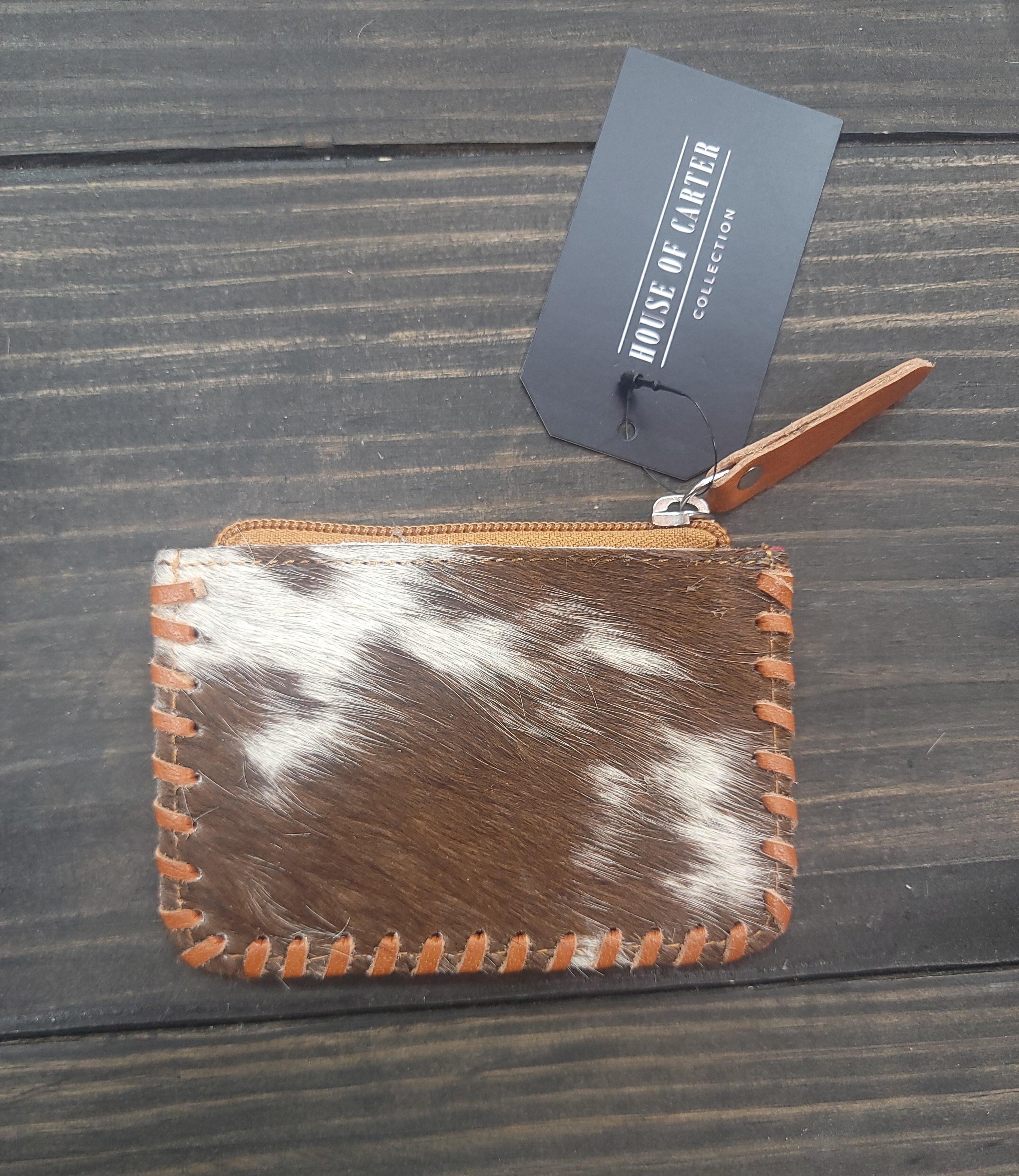 Tooled Cowhide Coin Pouch