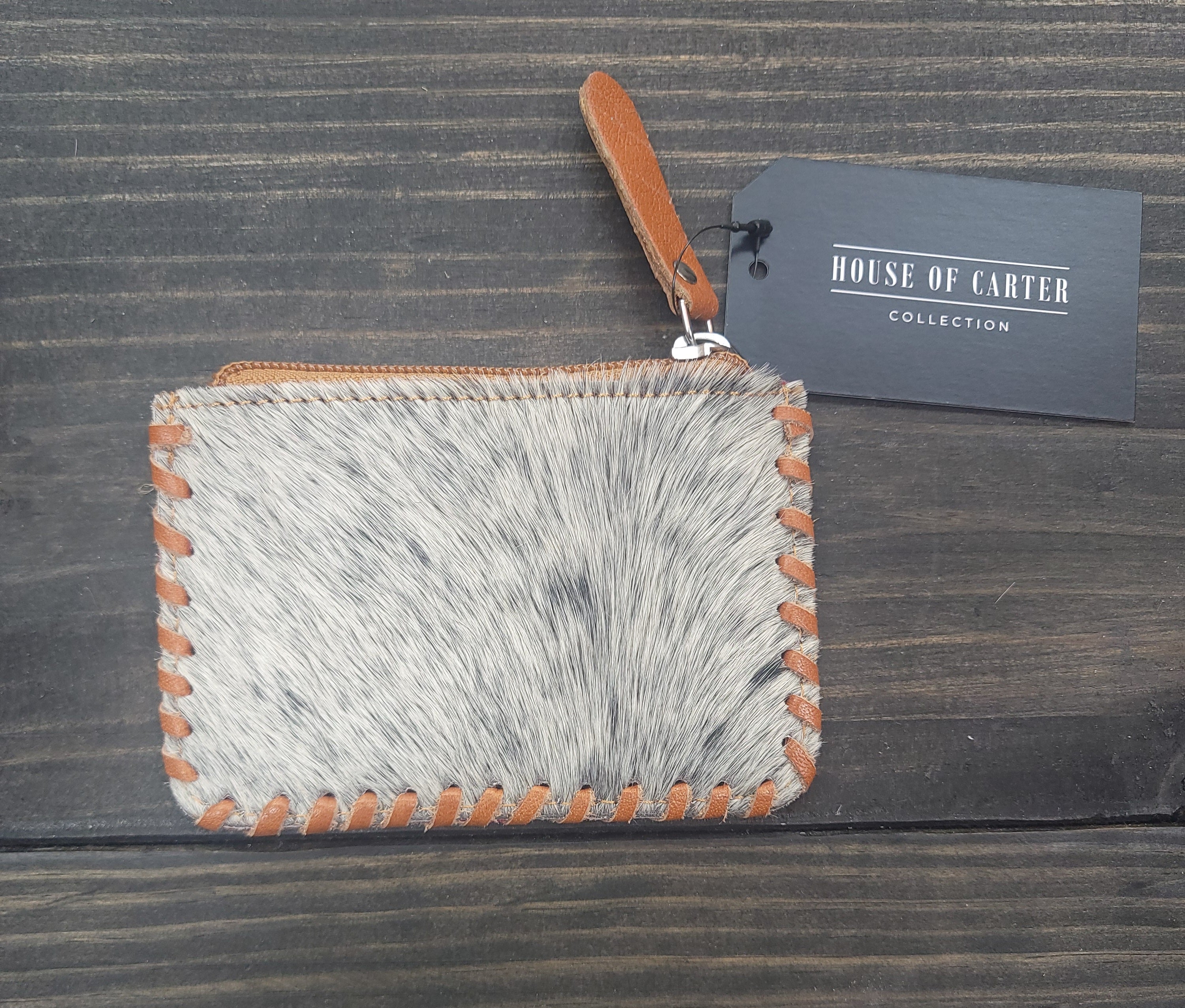 Tooled Cowhide Coin Pouch