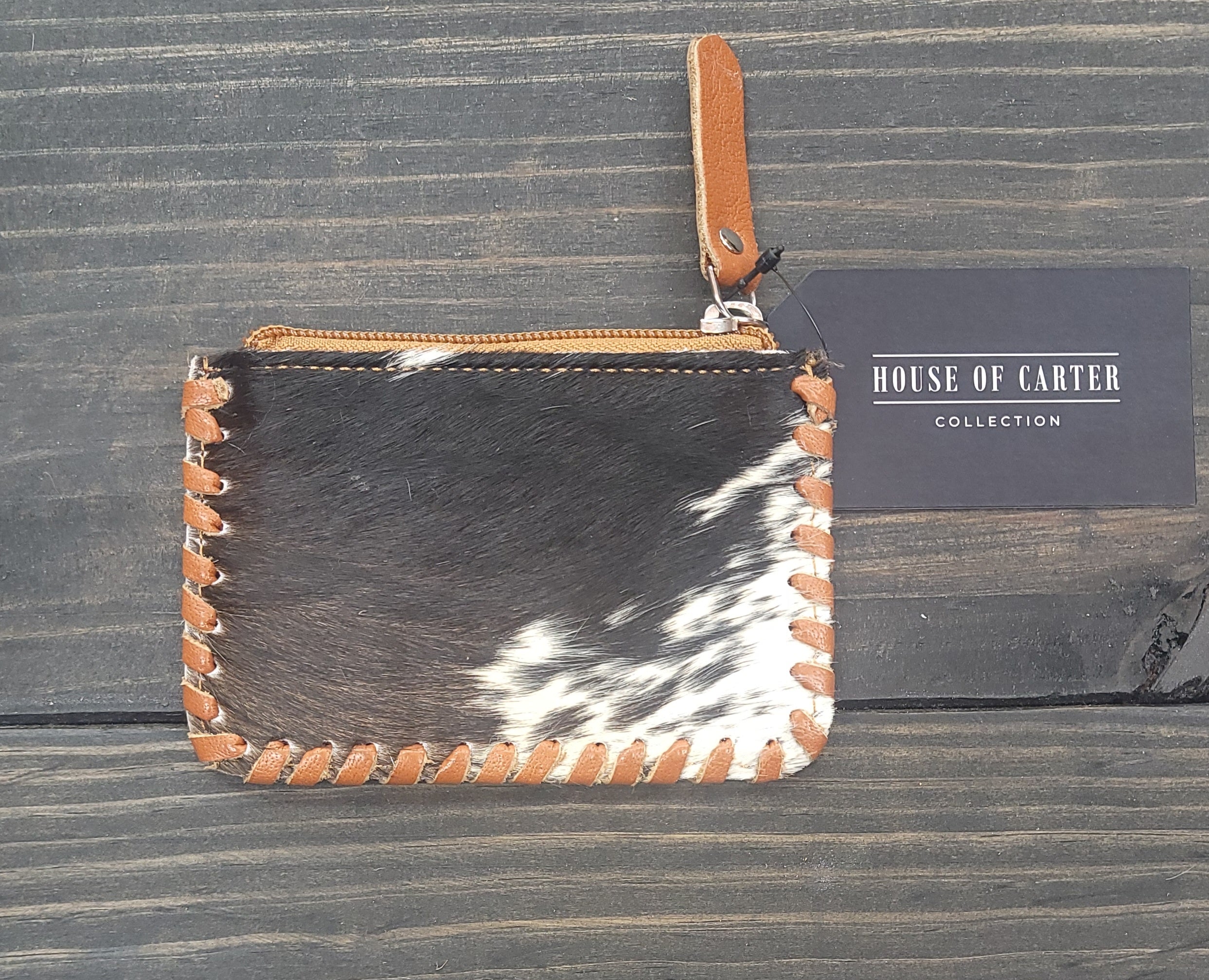 Tooled Cowhide Coin Pouch