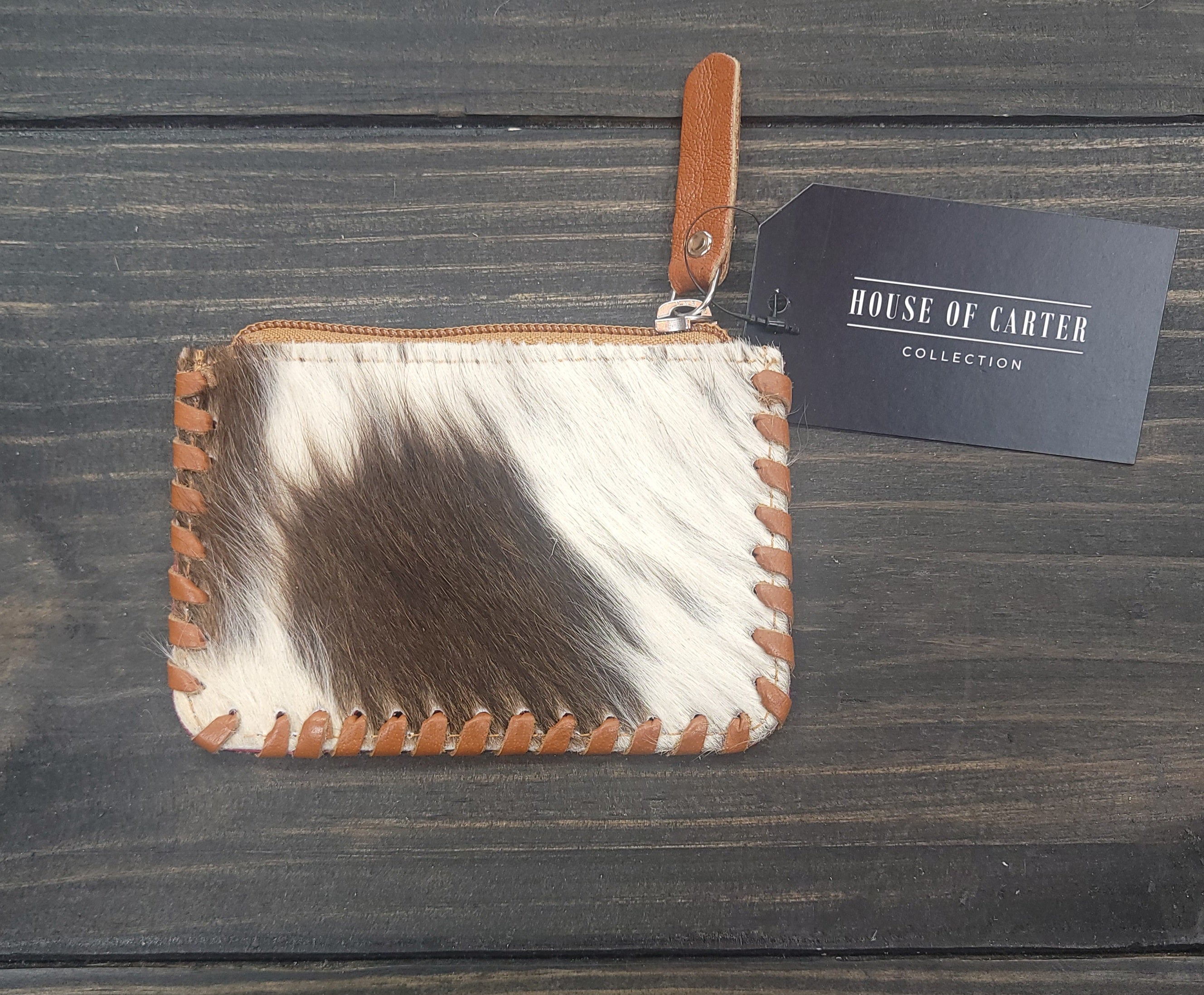 Tooled Cowhide Coin Pouch