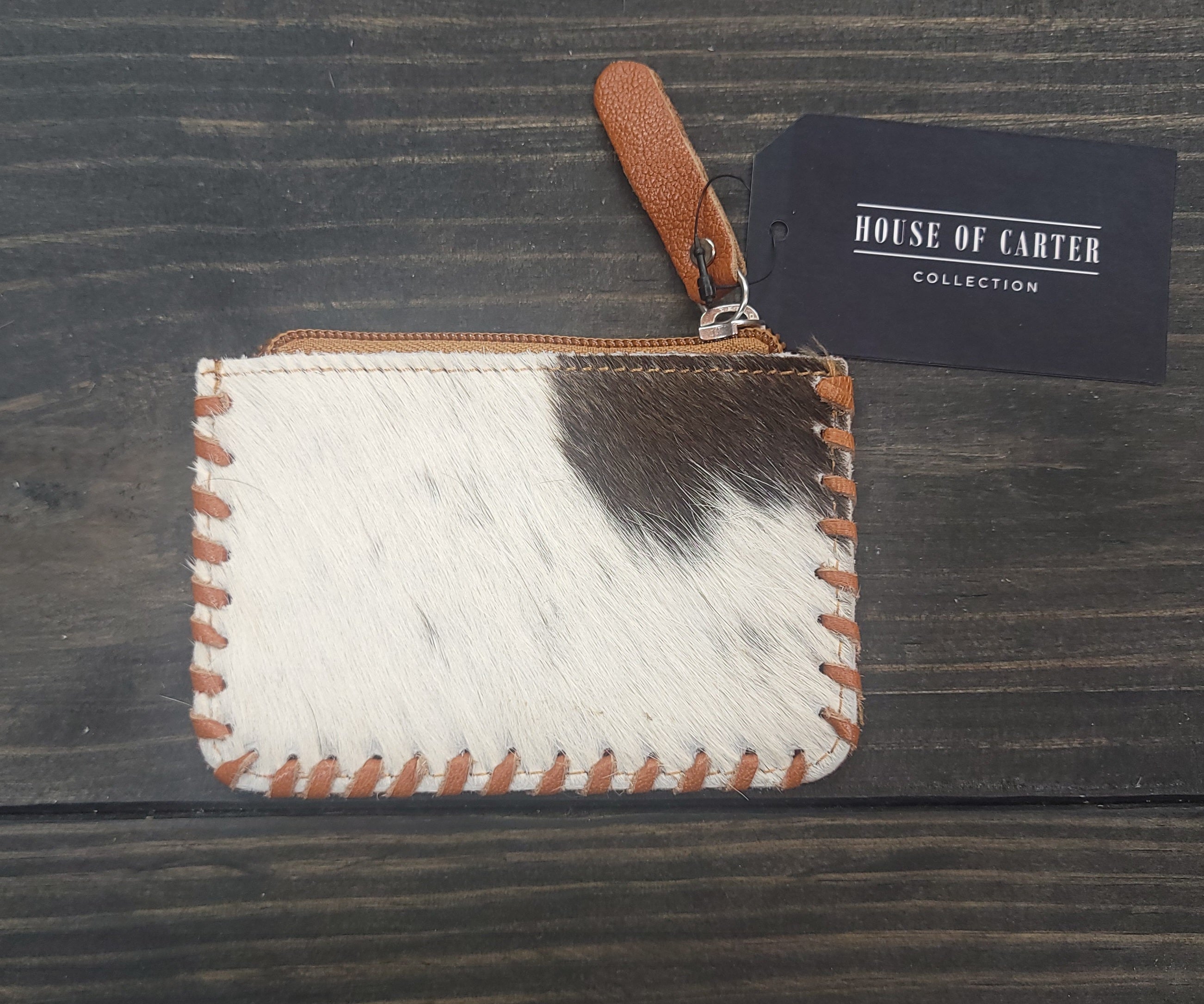 Tooled Cowhide Coin Pouch