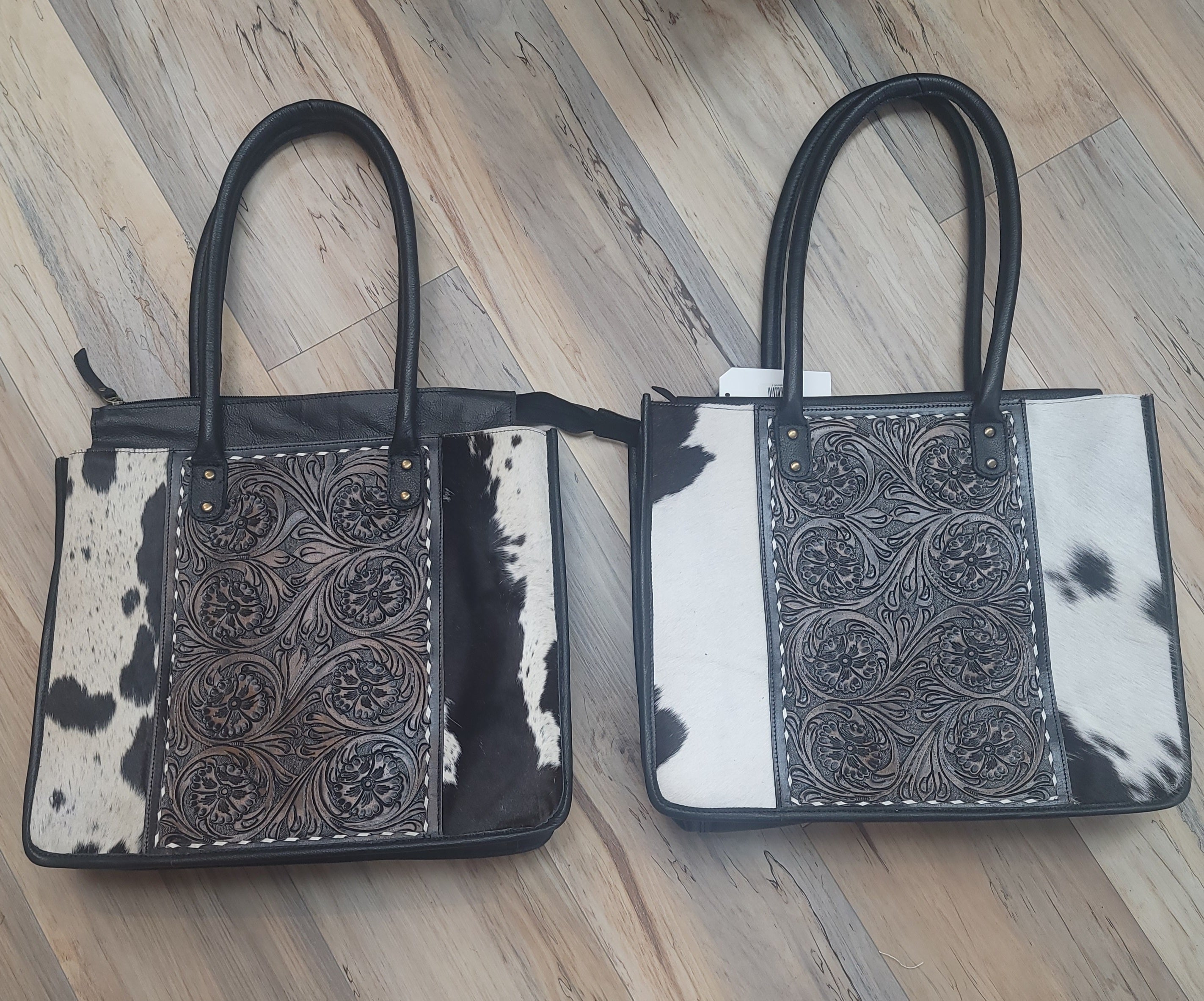 TOOLED COWHIDE TOTE