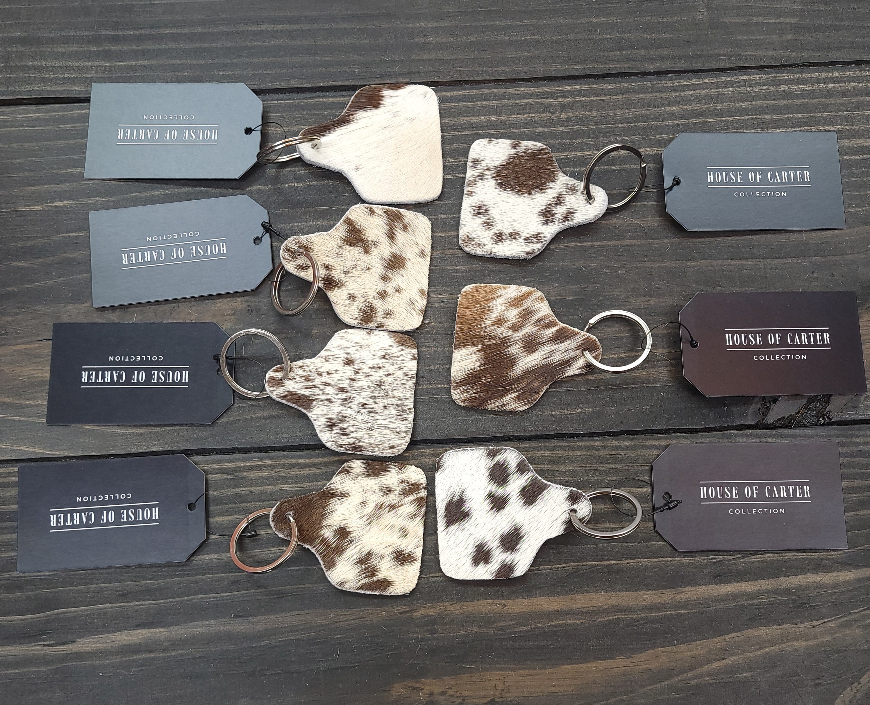 Personalized Branded Cowhide Cowtag Keychain