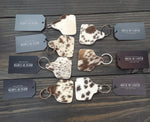 Load image into Gallery viewer, Personalized Branded Cowhide Cowtag Keychain
