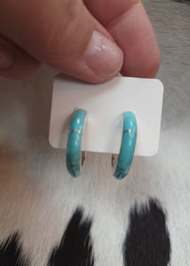 Turquoise in Sterling Silver Hoop Earrings by P Diamond Designs