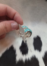 Load image into Gallery viewer, Turquoise in Sterling Silver Hoop Earrings by P Diamond Designs
