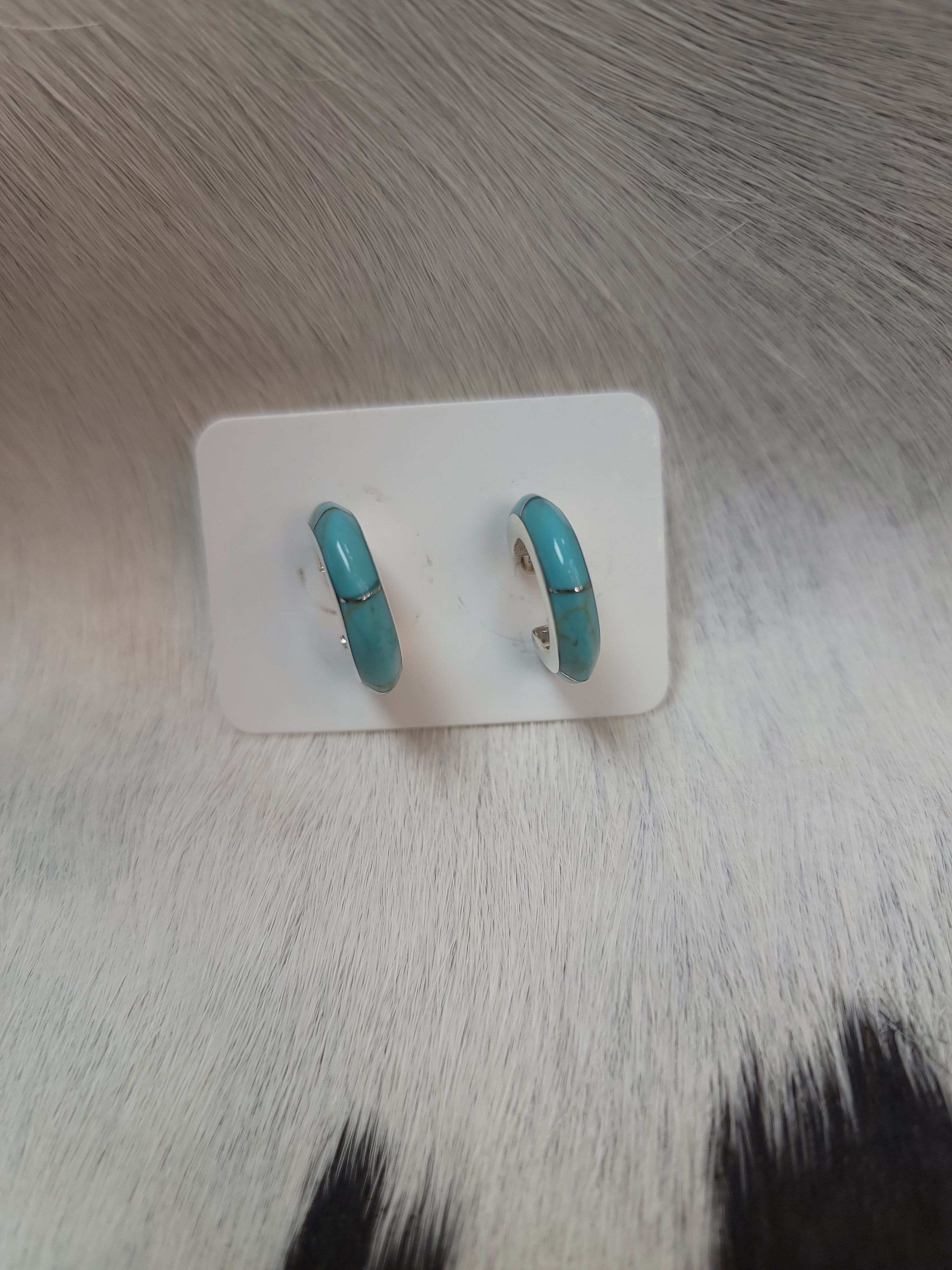 Turquoise in Sterling Silver Hoop Earrings by P Diamond Designs