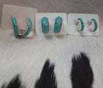 Load image into Gallery viewer, Turquoise in Sterling Silver Hoop Earrings by P Diamond Designs
