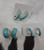 Load image into Gallery viewer, Turquoise in Sterling Silver Hoop Earrings by P Diamond Designs
