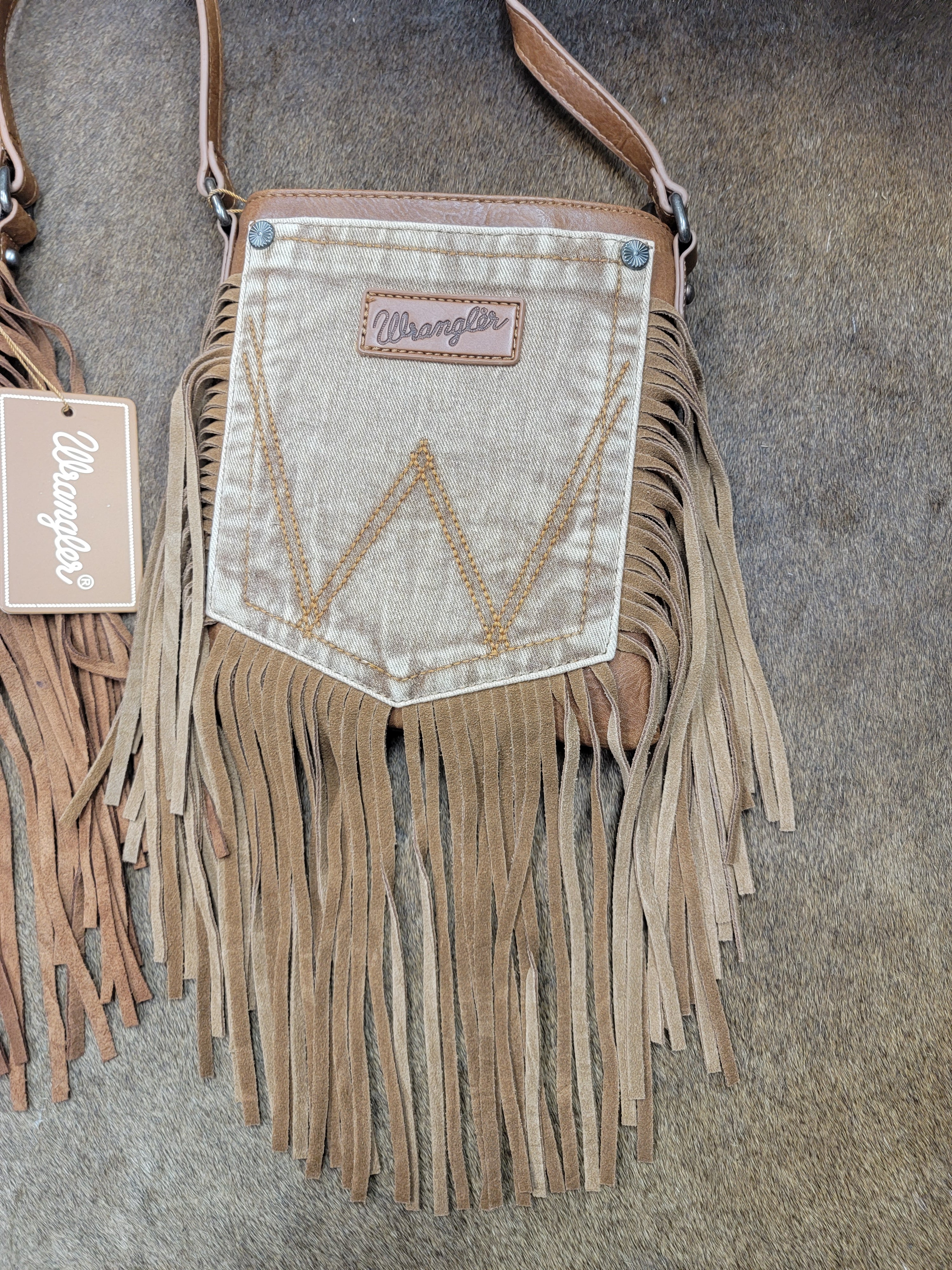 Wrangler Pocket Crossbody with Fringe Purse