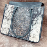 Load image into Gallery viewer, TOOLED COWHIDE TOTE
