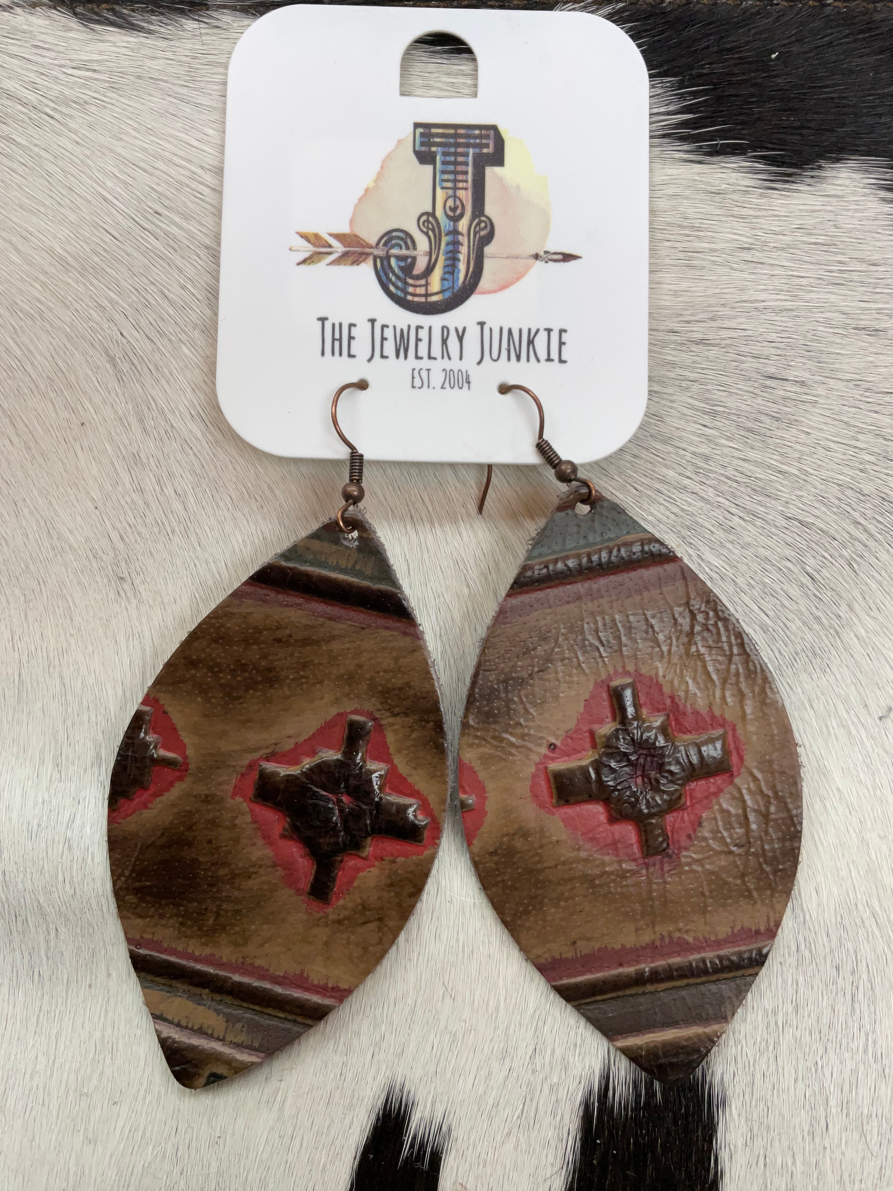 Embossed Leather Earrings