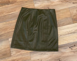 Load image into Gallery viewer, Dark Olive Stretchy Faux Leather Mini Skirt
