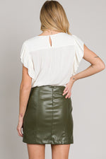 Load image into Gallery viewer, Dark Olive Stretchy Faux Leather Mini Skirt
