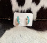 Load image into Gallery viewer, Turquoise in Sterling Silver Hoop Earrings by P Diamond Designs
