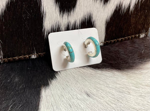 Turquoise in Sterling Silver Hoop Earrings by P Diamond Designs