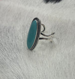 Load image into Gallery viewer, Long Oval Turquoise Ring Adjustable Split Band by P Diamond Designs
