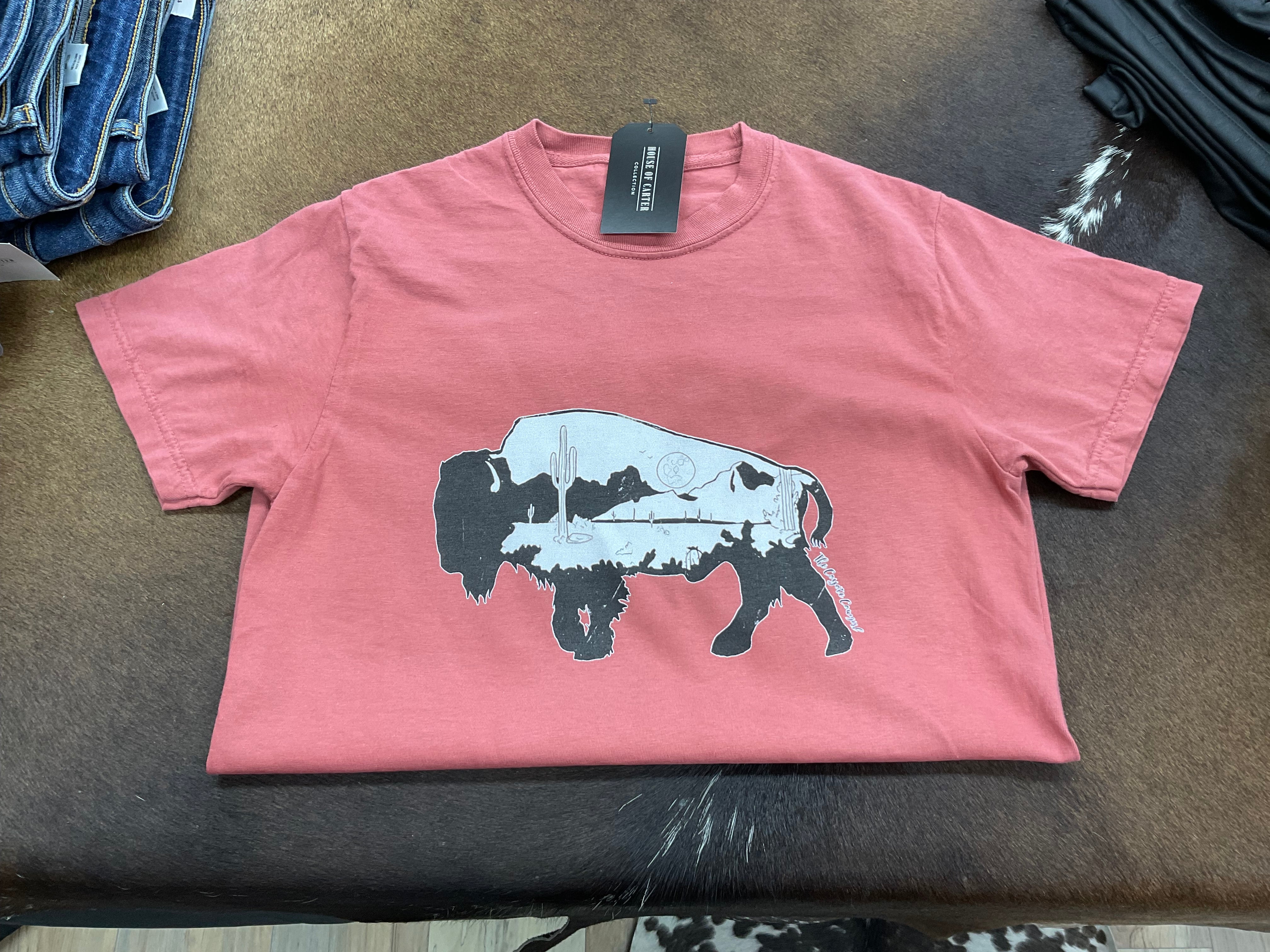 Pink Bison Coyote Cowgirl Graphic Tee