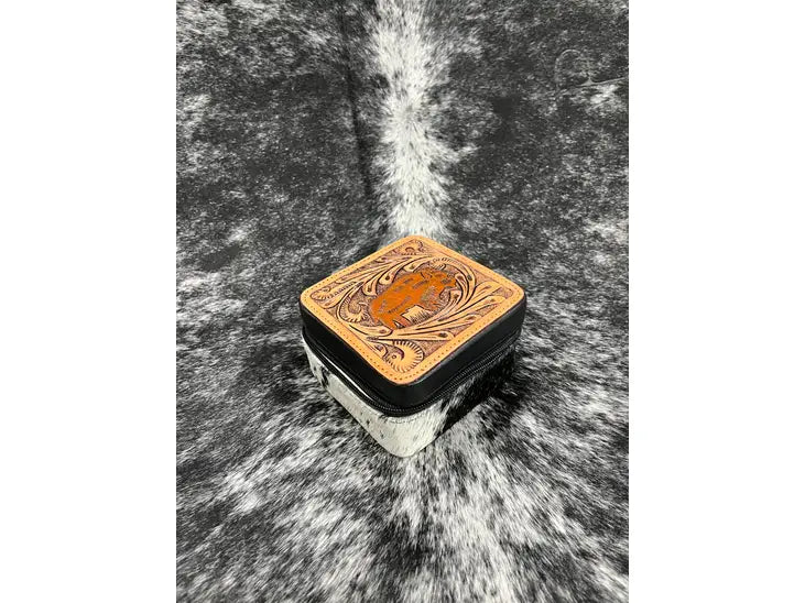 Tooled Buffalo Cowhide Jewelry Box