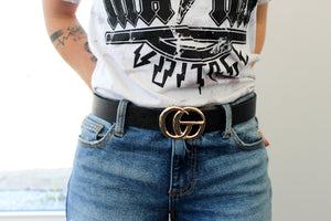 Thick CG Belt-Black/Silver Buckle