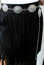 Load image into Gallery viewer, SUEDE TIERED FRINGE SKIRT
